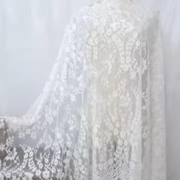 Velo de gasa para decoración del hogar, accesorios de encaje de pestañas de alta gama, 70cm de ancho, vestido de novia - 1