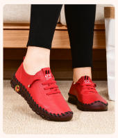 Zapatos de marca antideslizantes para mujer, zapatillas de cuero suave, mocasines cómodos sin cordones, zapatos para mamá con hilo de coser a mano - details 12