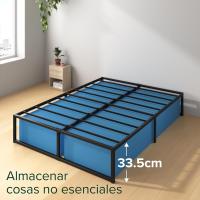 135x190 cm - Altura 36 cm con almacenaje debajo de la cama - Estructura de cama de plataforma de metal - Blanco - details 3