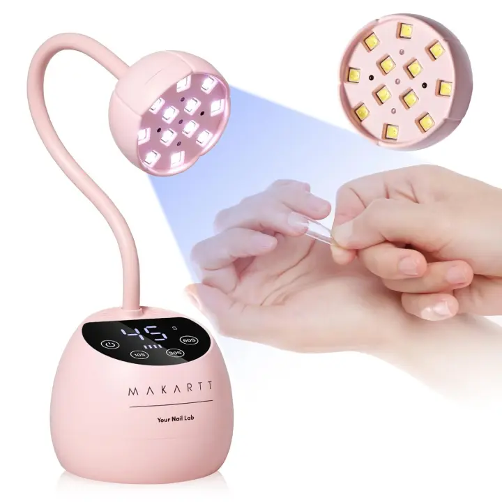 Makartt LED - Luz UV de cuello de cisne para uñas Cherie Lámpara secadora inalámbrica USB 24W con 4 veces y sensor automático Flash rápido profesional - 1