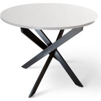 Mesa de comedor redonda |   Madera de Roble con Patas Cruzadas Blancas |   90 x 75 cm. - details 1
