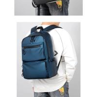 Mochila de 14 pulgadas para hombre Mochila de viaje de gran capacidad Color sólido - details 4