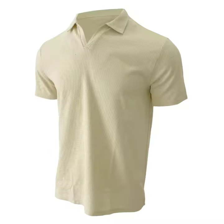 2025 ss border an a Summer w Po Flip V- Camiseta con manga tipo gofre para hombre - 1