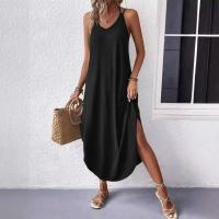 Vestido largo suelto sin mangas para mujer con cuello en V y tirantes, vestidos casuales de Color sólido para uso diario, nuevo - details 7