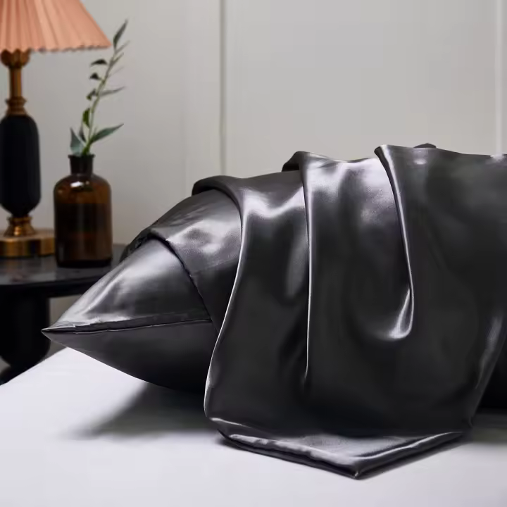 Fundas Almohada Verano Satinado Color Sólido Satin Juego de 2 para Cama Transpirable Suave y Lavable - 1