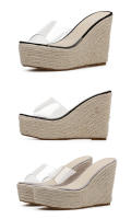 Nuevas sandalias de cuña transparentes de cáñamo con tacón alto - details 10