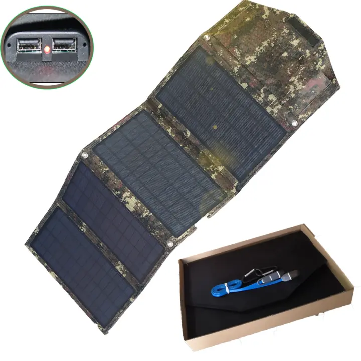 XINPUGAUNG Paneles Solares 30W Panel Solar Cargador Solar Plegable Portátil con 5V USB de carga compatible con bancos de energía, IPX5 impermeable perfecto para camping, senderismo, al aire libre - 1