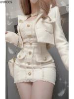 Elegante Conjunto Vintage de Dos Piezas al Estilo Coreano Chaqueta Corta de Lana Dulce y Vestido Mini con Diseño de Borla Conjunto de Moda para Mujeres - details 5