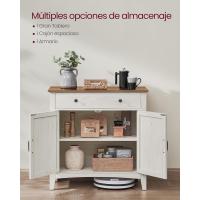 Aparador, Armario de Almacenaje con Cajón, Armario de Cocina con Puertas y Estante Regulable, Estilo Campo, para Salón, Comedor, 40 x 80 x 80 cm, Blanco Rústico y Marrón Miel - details 4