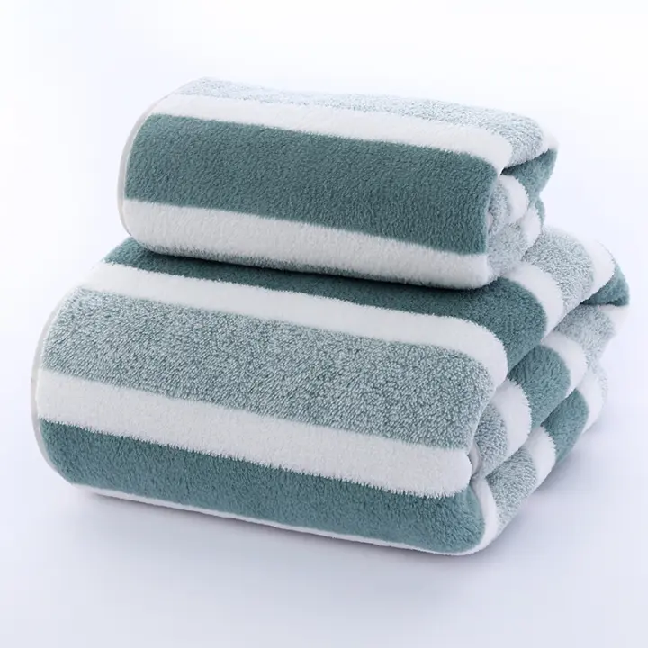 Juego de 2 Toallas de baño 35x75cm + 70x140cm, Toalla microfibra de Terciopelo Coral Highly Absorbentes, para Ducha, Deporte, Yoga - 1
