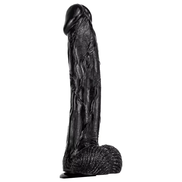 Consolador realista de 12 pulgadas, juguetes sexuales para adultos para mujeres y hombres, consolador enorme negro realista con punto G y clítoris con ventosa fuerte para jugar con manos libres, consolador anal flexible para lesbianas con correa (negro) - 1