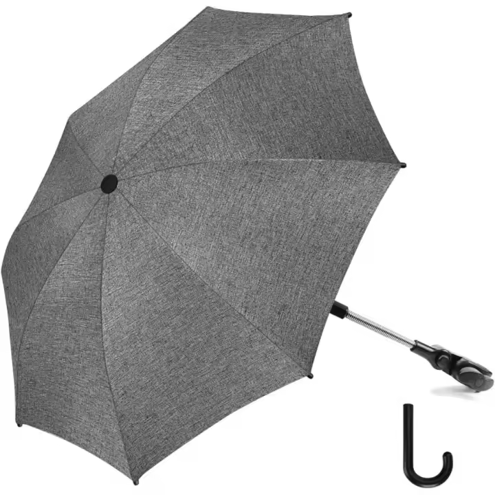 Sombrilla Universal 50 + UV, de protección solar para bebés con manija de paraguas para cochecito, silla de paseo y Buggy, gris - 1
