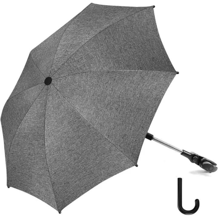 Sombrilla Universal 50 + UV, de protección solar para bebés con manija de paraguas para cochecito, silla de paseo y Buggy, gris - 1