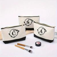 Bolsa De Maquillaje De Moda Bolsa De Almacenamiento Para Viaje Canvas Impresión De Letras Pequeño Bolsa De Almacenamiento Para Regalo De Vacaciones - details 0