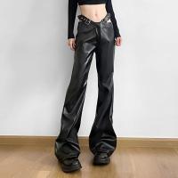Pantalones acampanados de PU de cintura alta para mujer Moda elegante y elegante para mujer - details 3