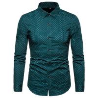 Camisa grande de hombre, estampado perenne, camisa juvenil de manga larga con lunares - details 6