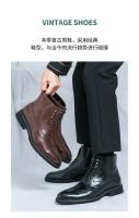 Zapatos de cuero de caña alta botas de hombre con cordones de negocios botas cortas - details 1