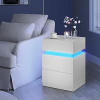 Piezas Mesita Noche con Estación de Carga, Mesita Noche con Luz LED, 2 Cajones, 2 Puertos, 2 Enchufes, Mesita Noche para Dormitorio, Blanco, NTS23ws-2 - details 8