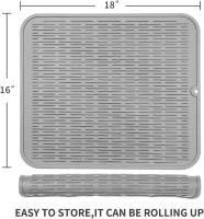 Alfombrilla de silicona para secar platos de varios usos, fácil de limpiar, ecológica, resistente al calor, para encimera de cocina o fregadero, forro para refrigerador o cajón gris XL 18 pulgadas x 16 pulgadas - details 0