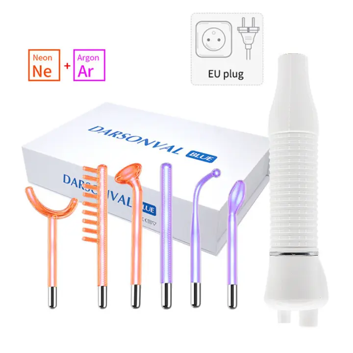 Máquina Facial portátil de alta frecuencia, terapia de la piel con 6 varitas de neón y argón, elimina arrugas, acné, varita de terapia Facial - 1