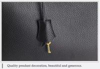 Bolso de mano de cuero genuino con patrón de lichi para mujer, Bolso grande de un hombro, capa superior, nuevo - detalles 5