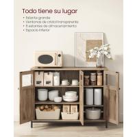Aramrio de Almacenamiento, Aparador con Puertas de Cristal, para Comedor, Salón, Cocina, Estilo Industrial, Marrón Rústico y Negro - details 12