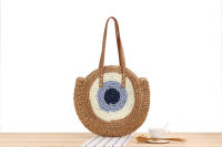 Bolso de paja tejido de un hombro redondo Simple para mujer, moda de playa, nuevo - details 6