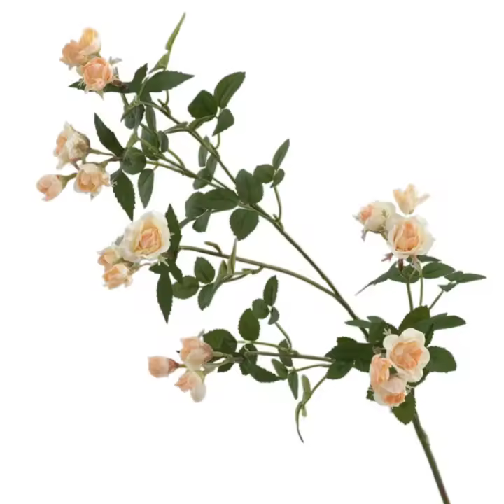 Rama de flor de Rosa Artificial de 65cm, Mini rosa de seda de plástico de tacto Real hecha a mano, elegante flor de Rosa de imitación, decoración para el hogar y la Oficina - 1