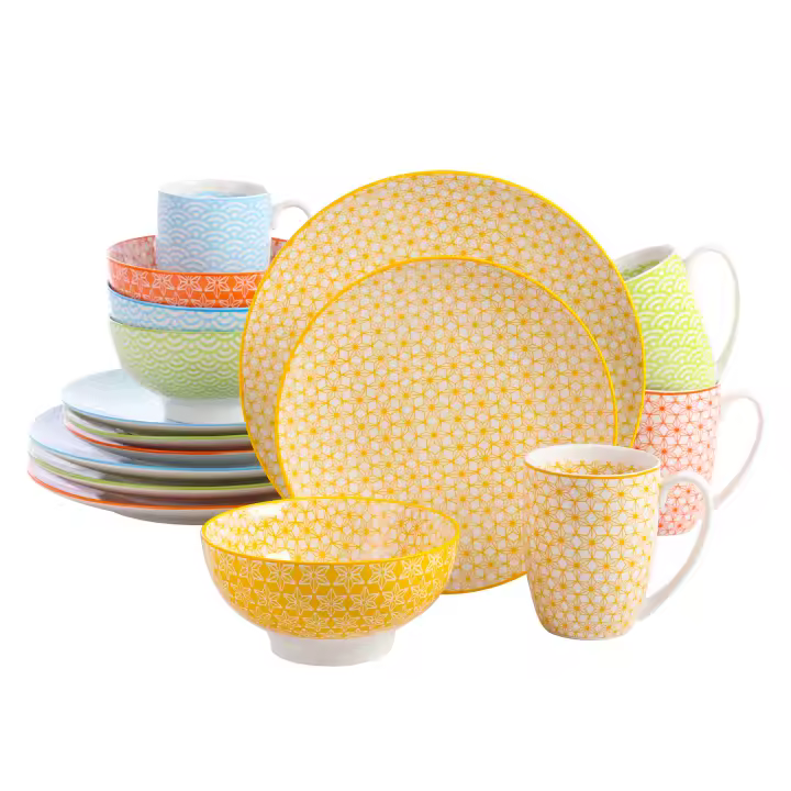 MALACASA Vancasso Natsuki Set de Cena Japonés Multicolor de 16 Piezas - Platos, Tazones, Tazas - 1