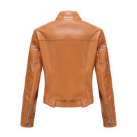 Abrigo corto de motociclista de piel sintética para mujer, chaqueta de manga larga con cremallera, ropa de otoño - details 52