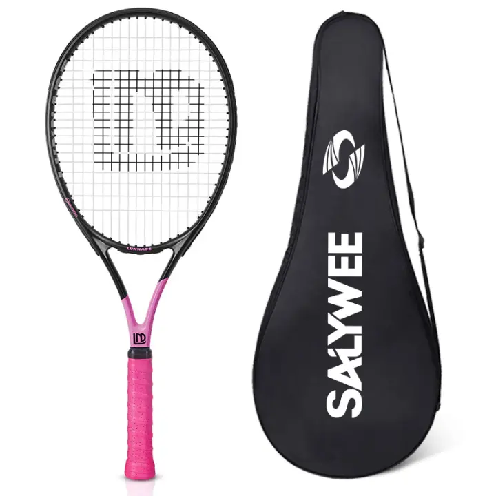 Raqueta de tenis profesional integrada de fibra de carbono para principiantes, raqueta grande ligera con absorción de impactos, cara individual y doble para hombres y mujeres - 1
