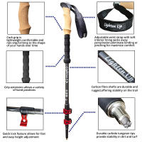Bastón telescópico de aleación de aluminio para Senderismo, bastón de Trek, 2 piezas - details 7