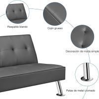 Sofá Cama Plegable de 3 Plazas Tapizado de Piel Sintética Tamaño 166.5 X94 cm Capacidad 350 KG - details 13