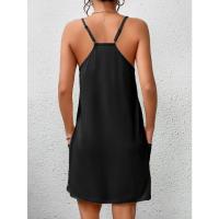 Camisón de Estilo Primavera-Verano para Mujeres en Casa Doble Uso de Seda y Lácteo Bolsillos - details 3