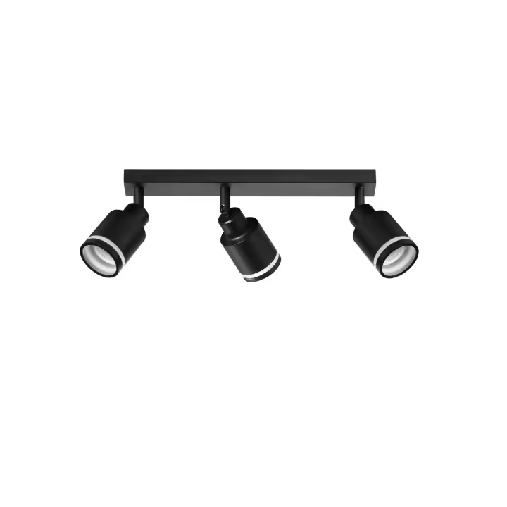 CBJKTX Lámpara de techo negra moderna: 3 focos de techo de metal ajustables GU10 Lámpara de techo para dormitorio comedor sin bombilla - 1