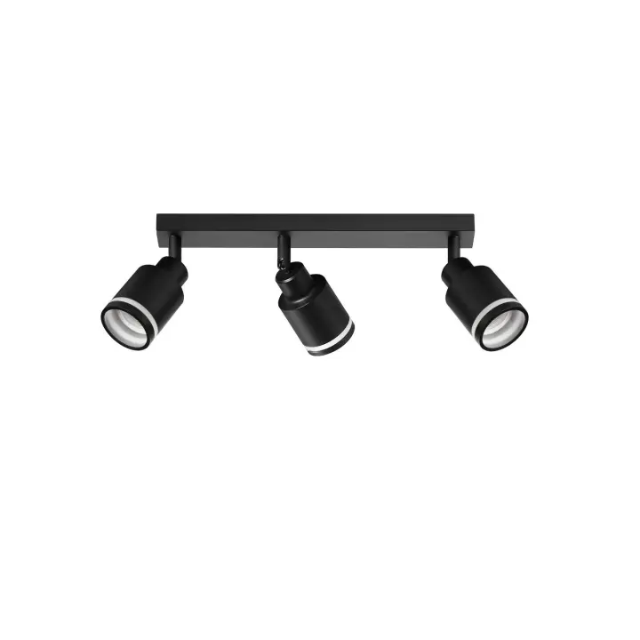 CBJKTX Lámpara de techo negra moderna: 3 focos de techo de metal ajustables GU10 Lámpara de techo para dormitorio comedor sin bombilla - 1