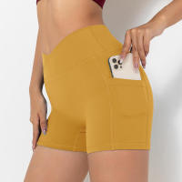 Pantalones cortos de gimnasio para mujer, yoga con bolsillo, leggings Fiess, pantalones cortos de cintura alta - details 10