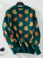 Jersey de punto con patrón de hoja de arce para mujer, jersey de cuello redondo, Top de otoño e invierno, nuevo - details 9