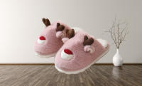Navidad alce otoño e invierno zapatillas esponjosas, interior hogar antideslizante caliente algodón fregona. - details 4