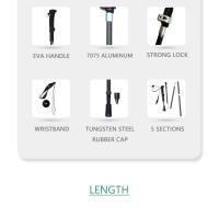 Bastones plegables telescópicos personalizados de 5 secciones, bastones de aluminio 7075 para seguimiento de caminata, senderismo, Camping - details 2