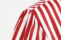 Polka dot print women summer short sleeve striped bow elegant vintage 50s party dress - details 17
