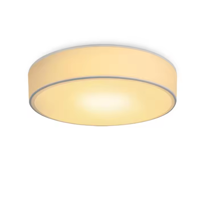 CBJKTX Lámpara de techo redonda moderna, 2 bombillas E27, lámpara de dormitorio de tela blanca de 38cm con pantalla para sala de estar, cocina y pasillo - 1