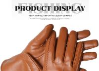 Guantes de piel de oveja para mujer, manoplas cortas de terciopelo fino para pantalla táctil, de cuero, de buena calidad, para invierno, 2226 - details 84