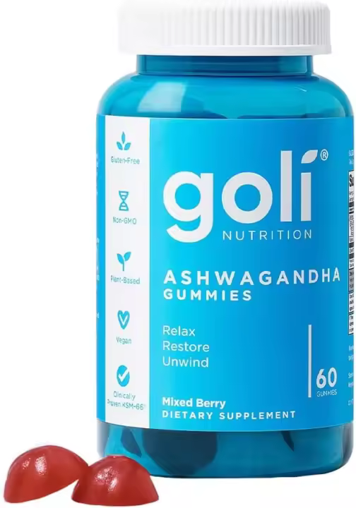 Goli Ashwagandha Vitamin D Gummy 60 unidades - Mezcla de bayas, KSM-66, vegano, a base de plantas, sin OGM, sin gluten y sin gelatina Relax. - 1