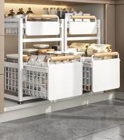 Under Sink Storage Rack Pull out Cabinet Organizer Kitchen Sliding Drawer Storage Basket Handle Bowl Plate Rack Holder Shelves - details 14