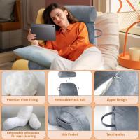 Cojín de lectura XL Almohada cervical extraíble para cama y sofá Almohada lumbar ideal para adultos con espuma viscoelástica Gris - details 1