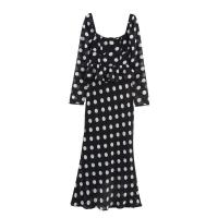 Vestido de lunares con cuello cuadrado, manga en la cintura, estilo elegante, falda larga, novedad de verano 2025, ropa de mujer - details 0