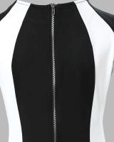 Elegante Vestido Mini de Cuerpo Redondo para Mujer en Verano 2024 Cuello Redondo, Manga Sin Agarre, Vestido Casual de Colorbloque - details 2