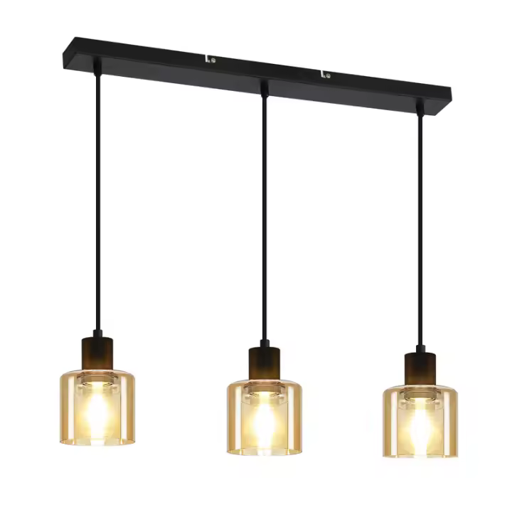 CBJKTX Lámpara colgante Mesa de comedor Lámpara colgante vintage 3 bombillas E27 Metal negro Retro Industrial - 1