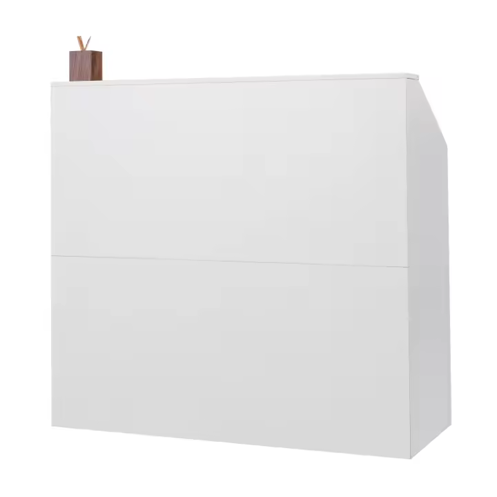 SucceBuy Mostrador de recepción de 46,46 pulgadas, mesa de mostrador frontal rectangular, mostrador de caja de oficina y venta al por menor, para vestíbulo, salón de belleza, blanco - 1